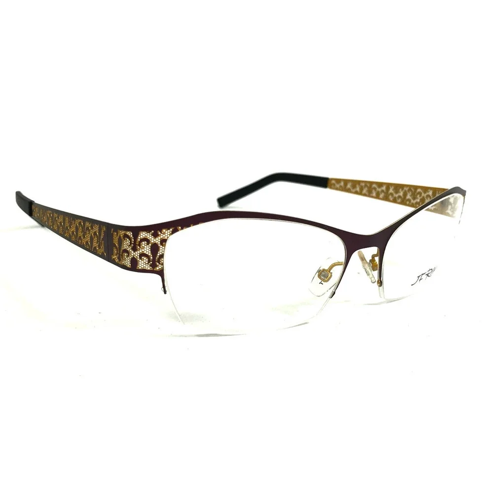 J.F. Rey Eyeglasses Frames JF2558 7550 Purple Gold Fleur De Lis 52-16-132